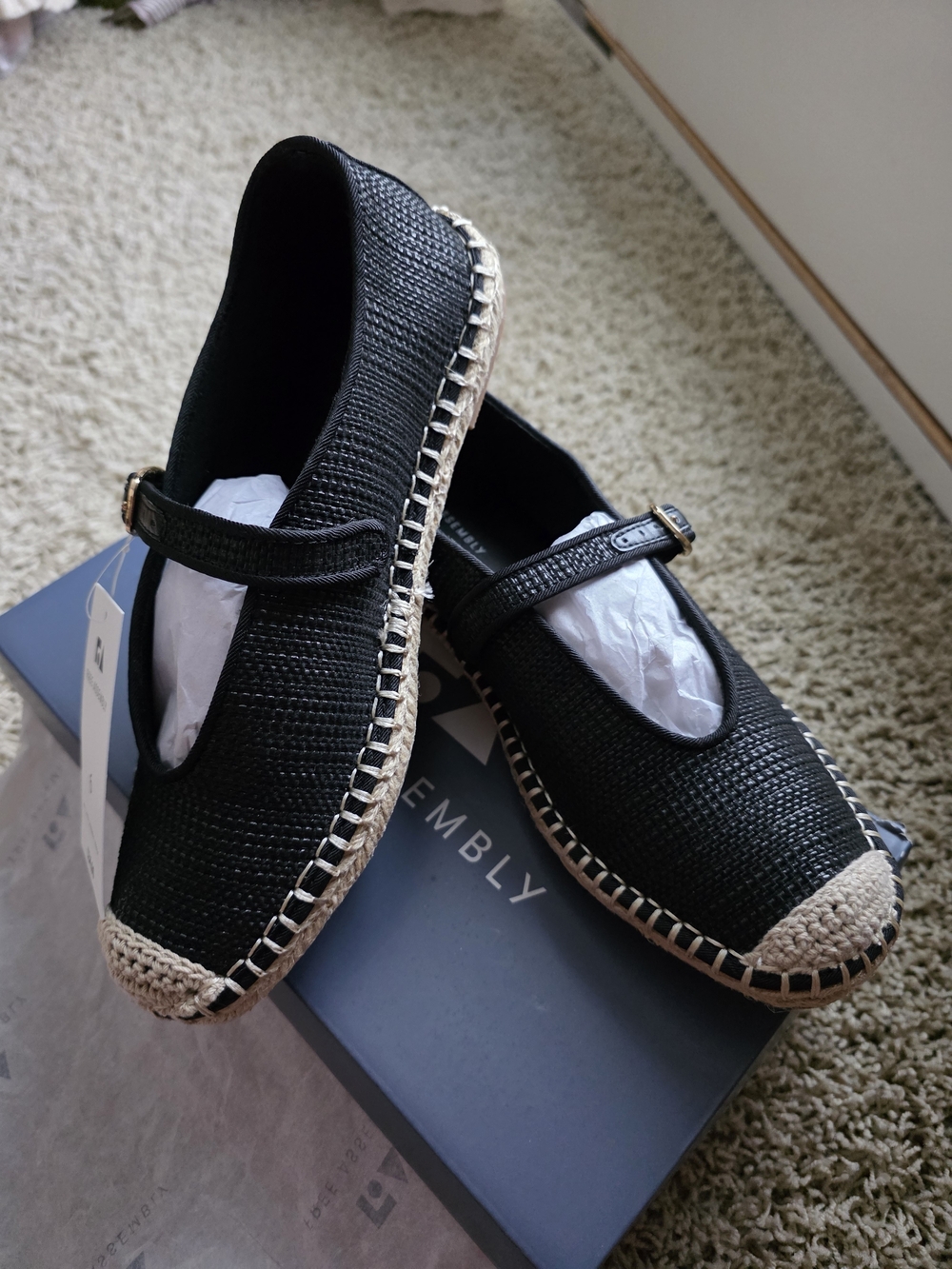 Black Mary Jane Espadrille Flats - Women's